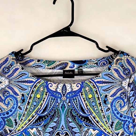 Raffaella Multicolored Paisley 3/4 Sleeve Top Size XXL - Picture 2 of 8